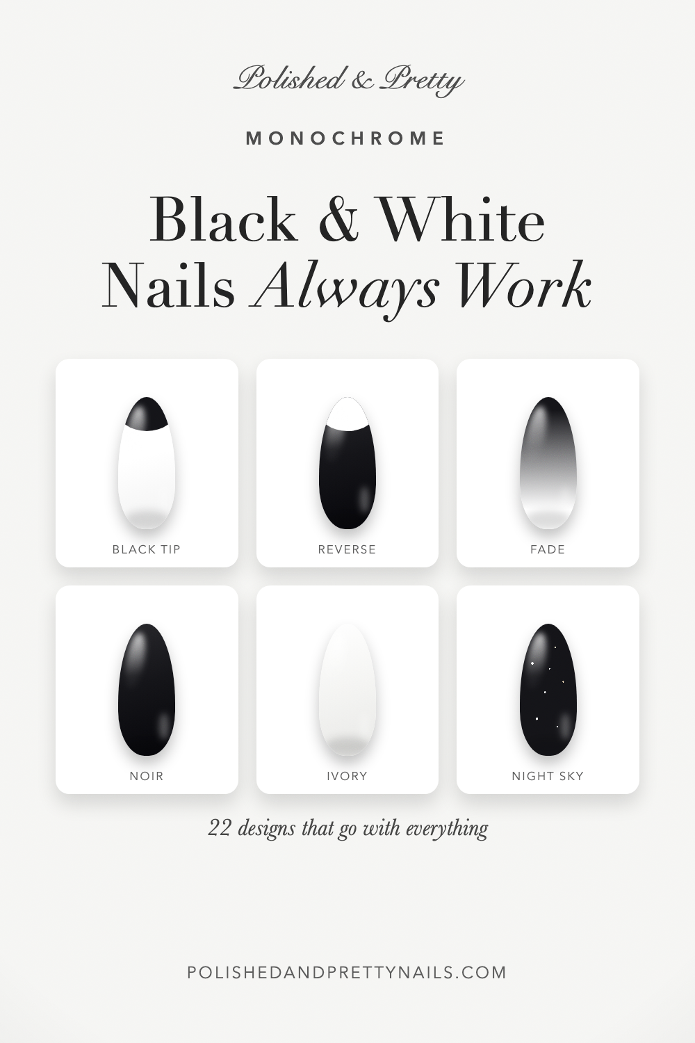 22 Black and White Nail Designs | Polished & Pretty