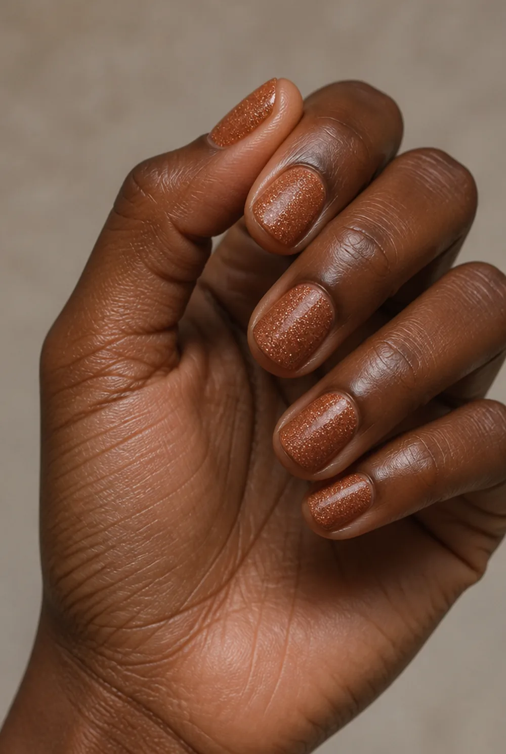 cinnamon sugar texture nail art on deep brown skin - PolishedAndPrettyNails.com cinnamon sugar texture nail art on deep brown skin