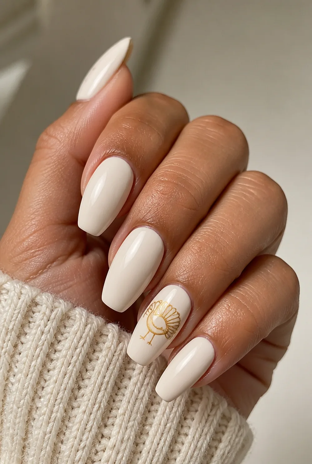the tasteful turkey accent nail art on olive skin long length - PolishedAndPrettyNails.com the tasteful turkey accent nail art on olive skin, long length