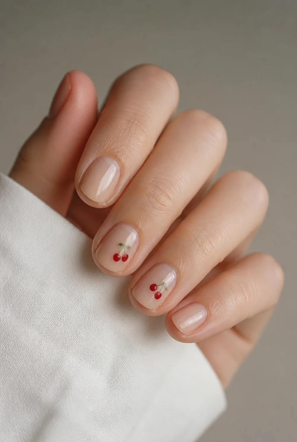 tiny cherry nail art