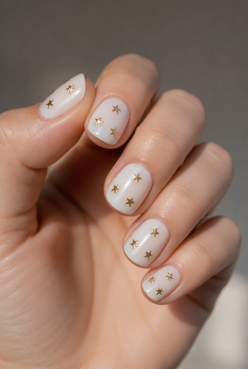 tiny gold star minimalist nail art