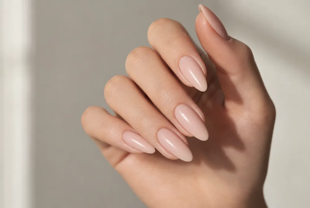 almond nail shape with tapered sides and soft point