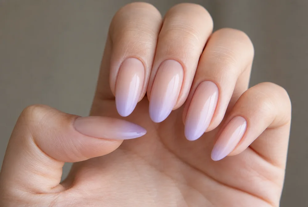 almond ombre nails with soft gradient to tips