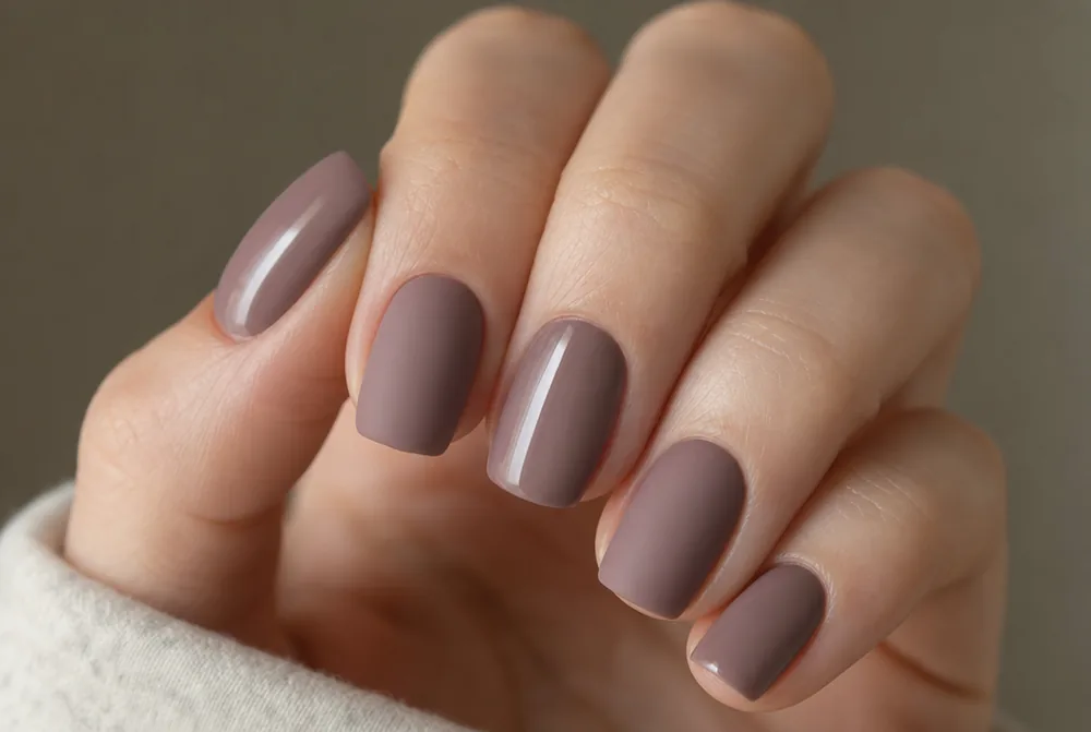 alternating matte and glossy nails in one colour