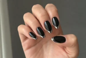 Black With Chrome French Tips