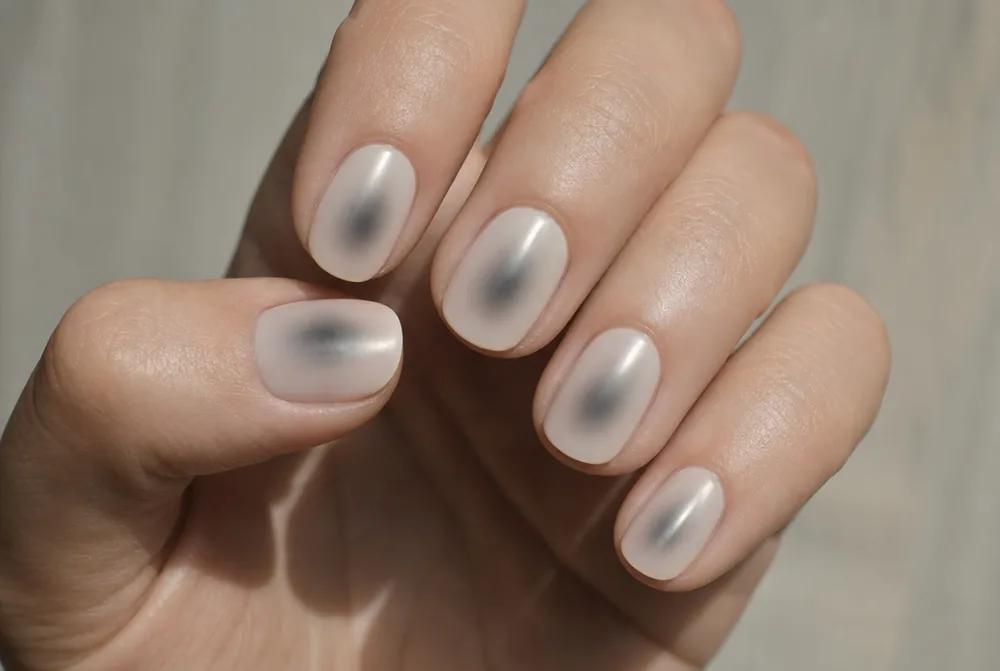 black smoky aura nails with blurred centre