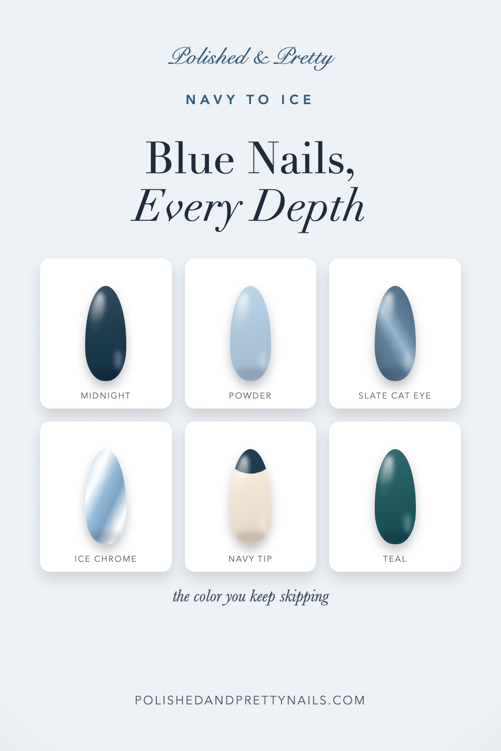 24 Blue Nail Designs From Ice Blue to Midnight Navy | Polished & Pretty