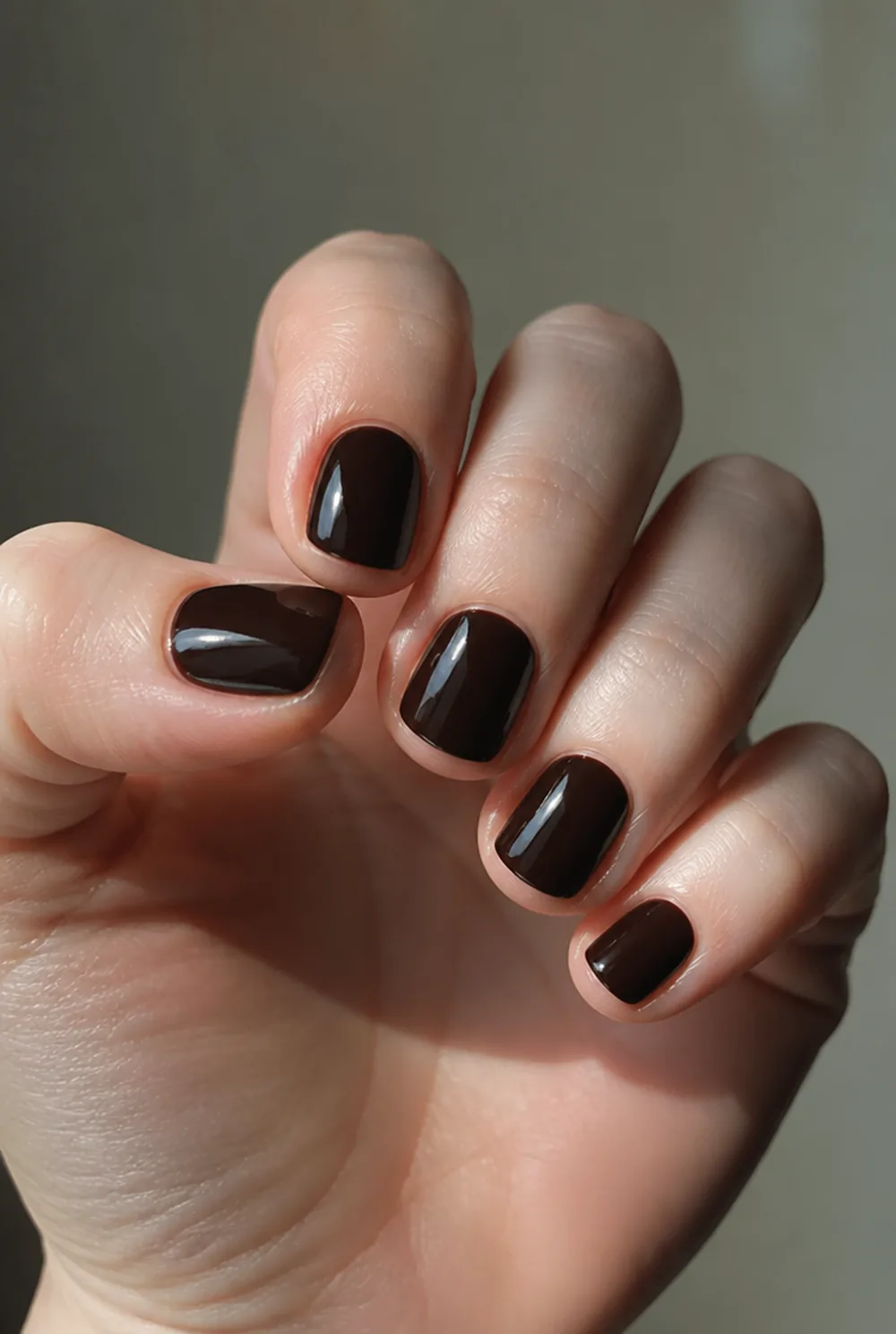 espresso nail art on fair skin short length - PolishedAndPrettyNails.com espresso nail art on fair skin, short length