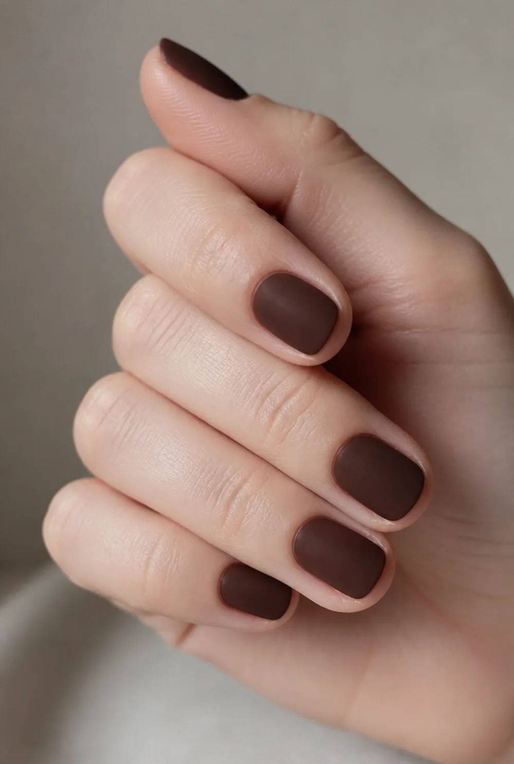 matte espresso nail art on fair skin short length - PolishedAndPrettyNails.com matte espresso nail art on fair skin, short length