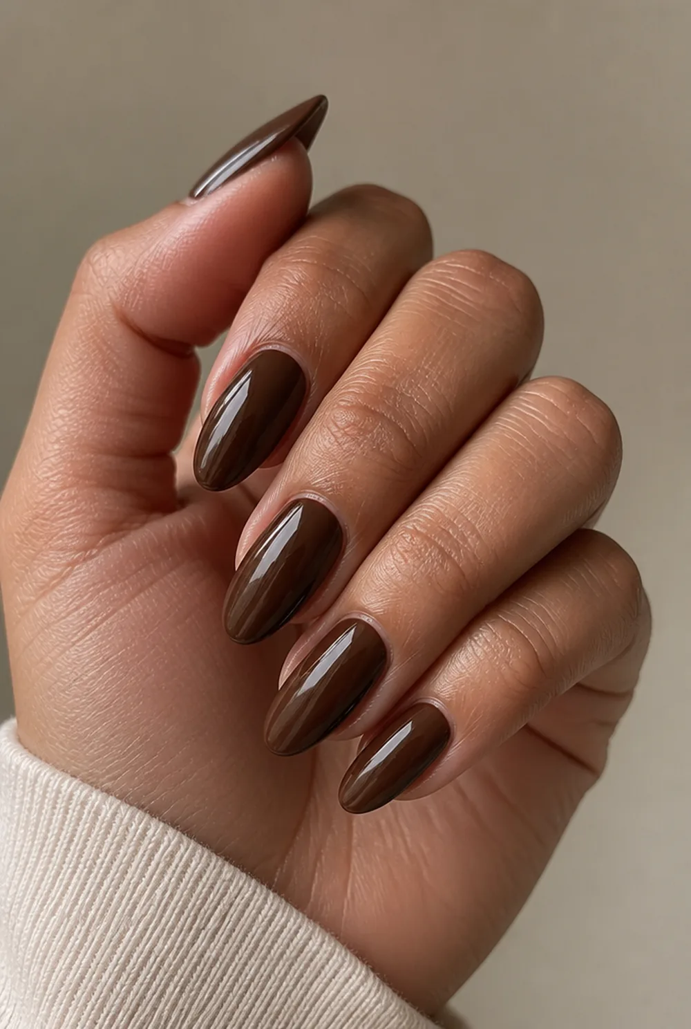 chocolate nail art on olive skin long length - PolishedAndPrettyNails.com chocolate nail art on olive skin, long length