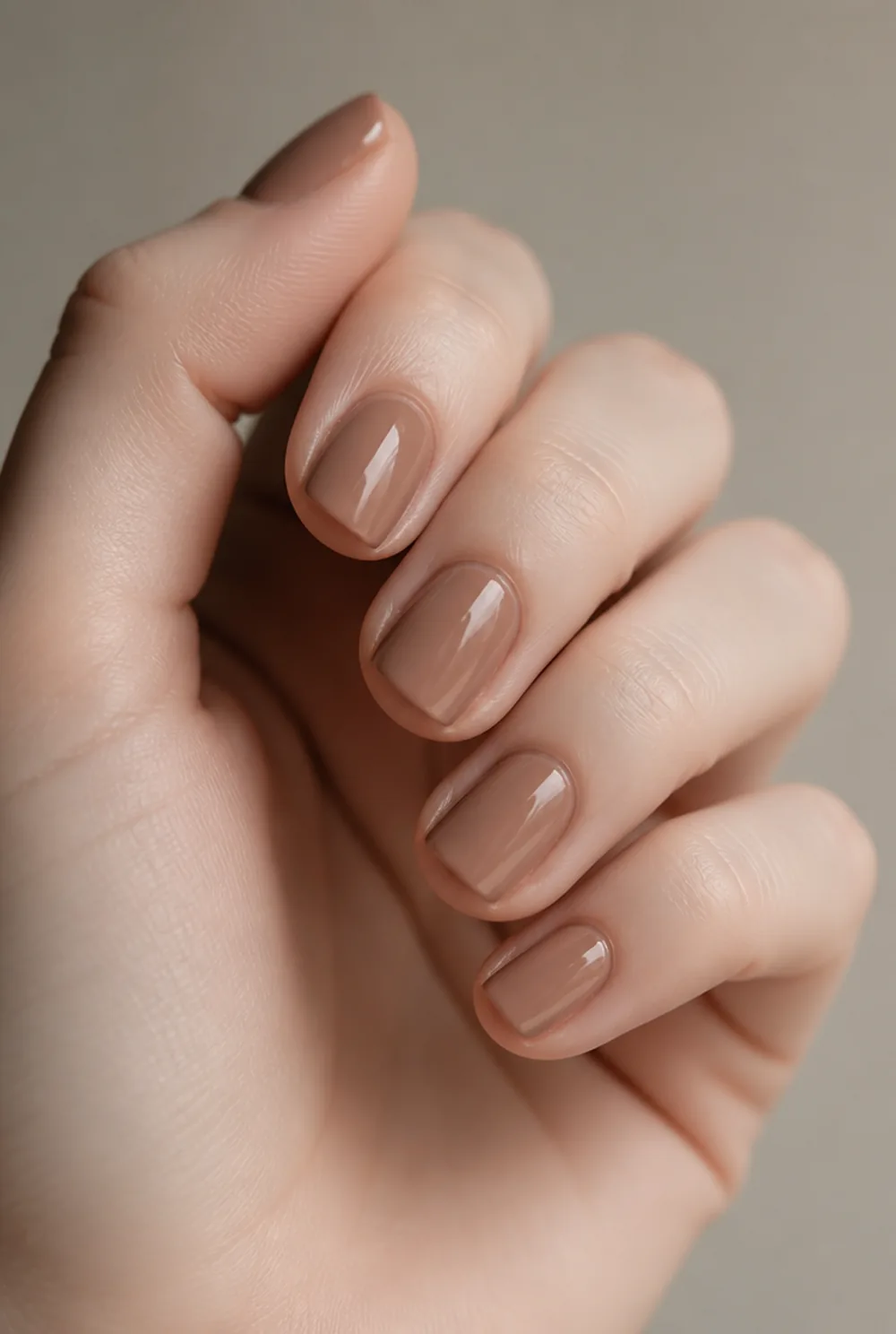 milky brown nail art on fair skin short length - PolishedAndPrettyNails.com milky brown nail art on fair skin, short length