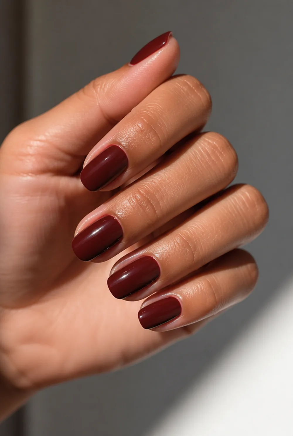 maroon brick nail art on olive skin long length - PolishedAndPrettyNails.com maroon brick nail art on olive skin, long length