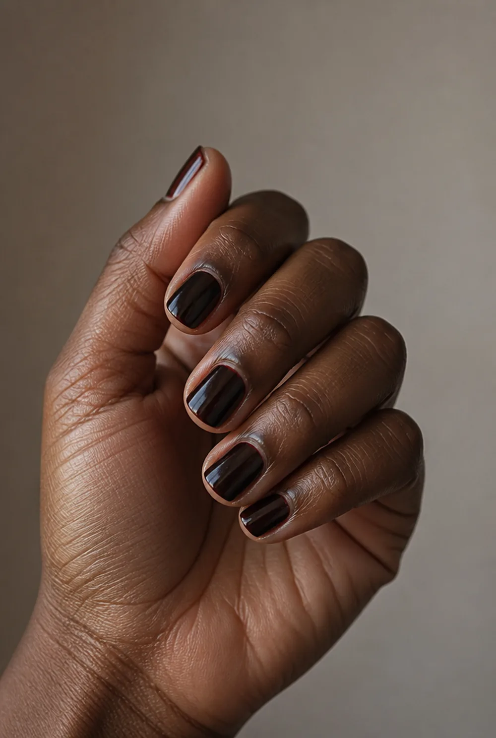 oxblood deep nail art on deep brown skin - PolishedAndPrettyNails.com oxblood deep nail art on deep brown skin