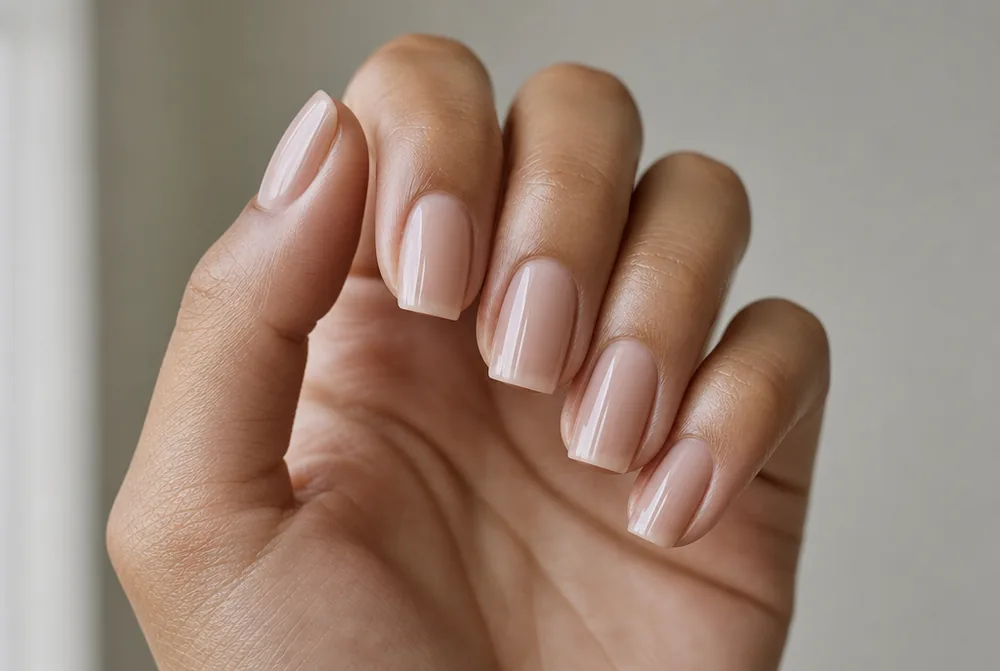 coffin ballerina nail shape with tapered sides and flat tip