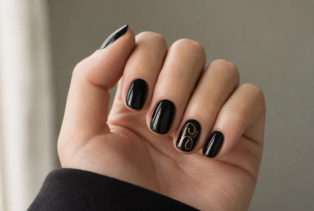 countdown numeral New Years nail art on black base