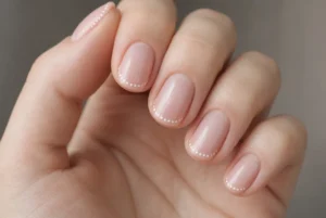 Sheer Pink and White Dot French