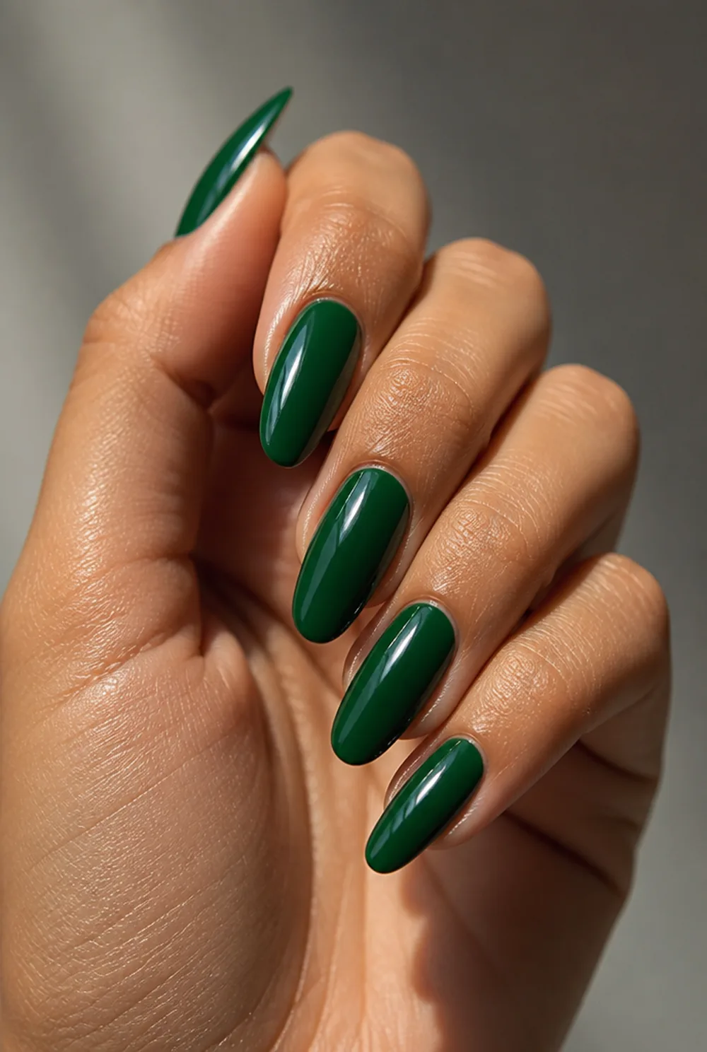 jewel emerald creme nail art on olive skin long length - PolishedAndPrettyNails.com jewel emerald creme nail art on olive skin, long length