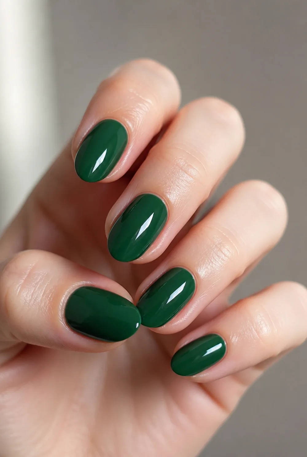 jewel emerald creme nail art on fair skin short length - PolishedAndPrettyNails.com jewel emerald creme nail art on fair skin, short length