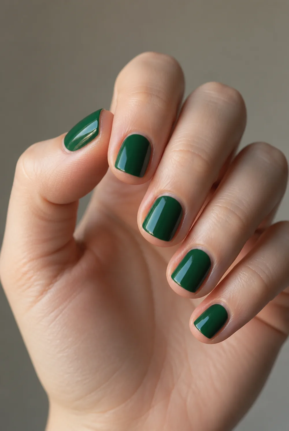 short emerald square nail art on fair skin short length - PolishedAndPrettyNails.com short emerald square nail art on fair skin, short length
