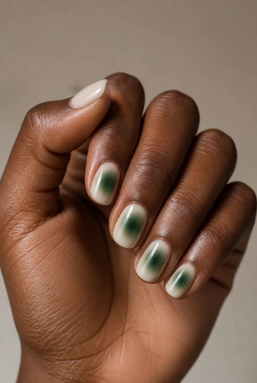 emerald aura nail art on deep brown skin - PolishedAndPrettyNails.com emerald aura nail art on deep brown skin