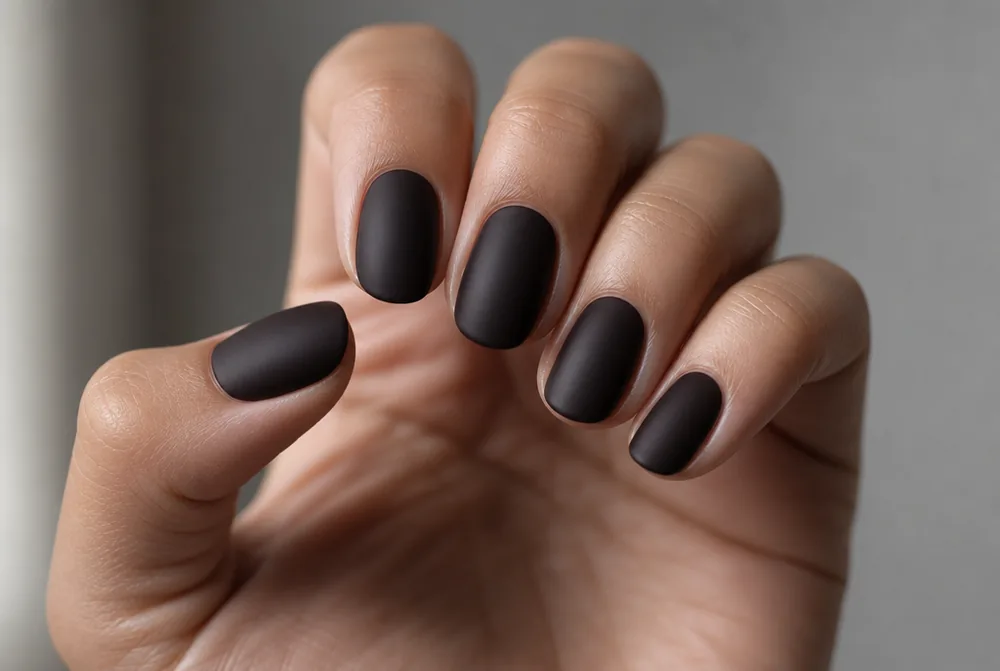 espresso dark brown nails on short square shape
