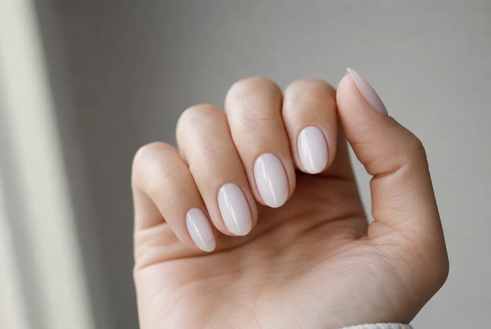 fresh snow milky white winter nails 2026 on almond shape