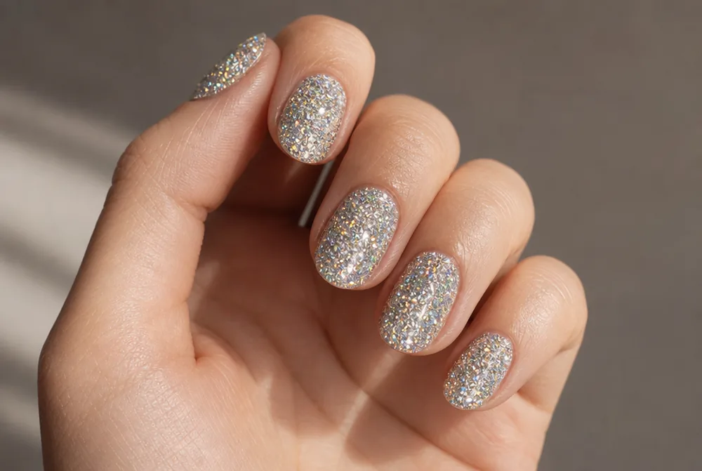 full glitter birthday nails