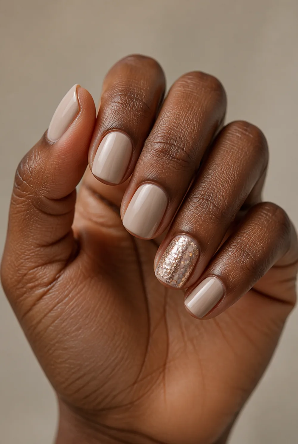 single accent nail nail art on deep brown skin