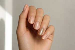 Gold Glitter Accent Nail