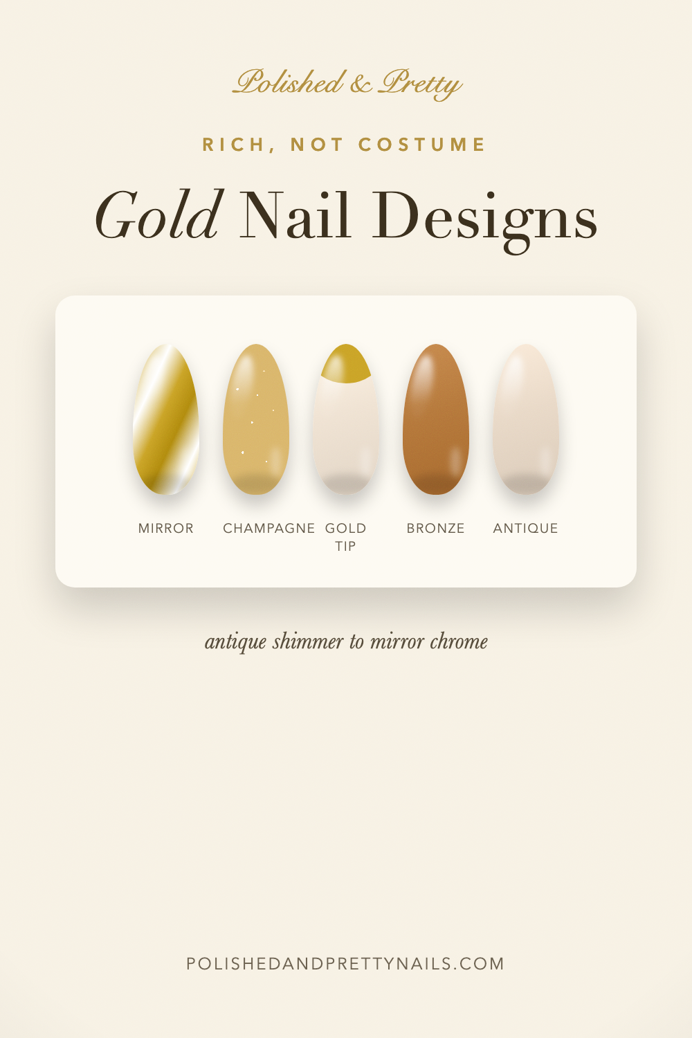22 Gold Nail Designs That Look Rich, Not Costume | Polished & Pretty