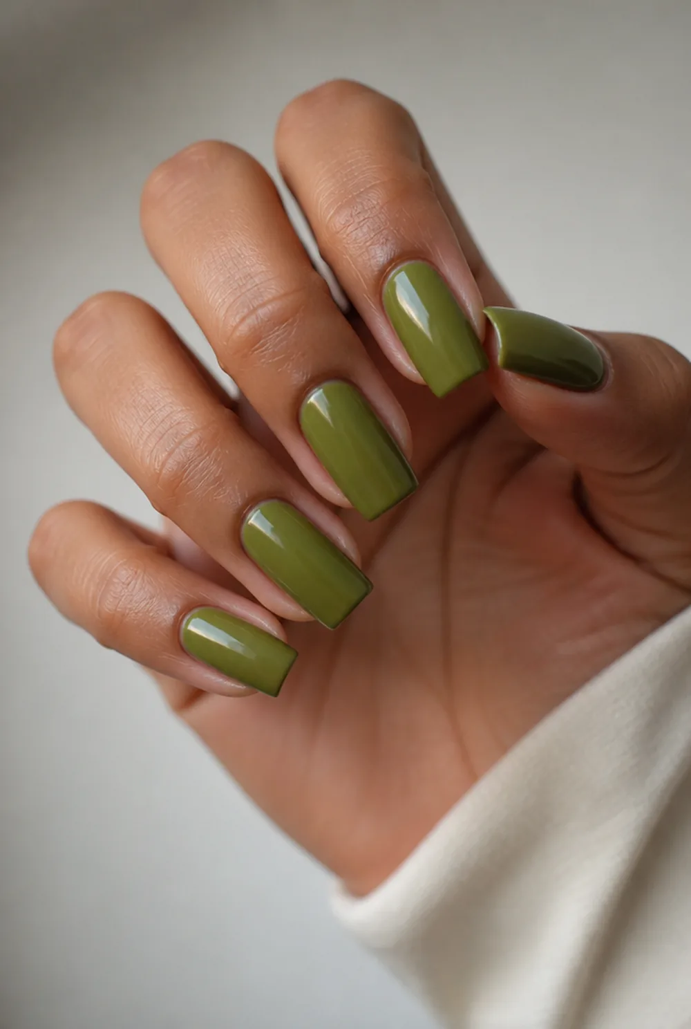 olive nail art on olive skin, long length