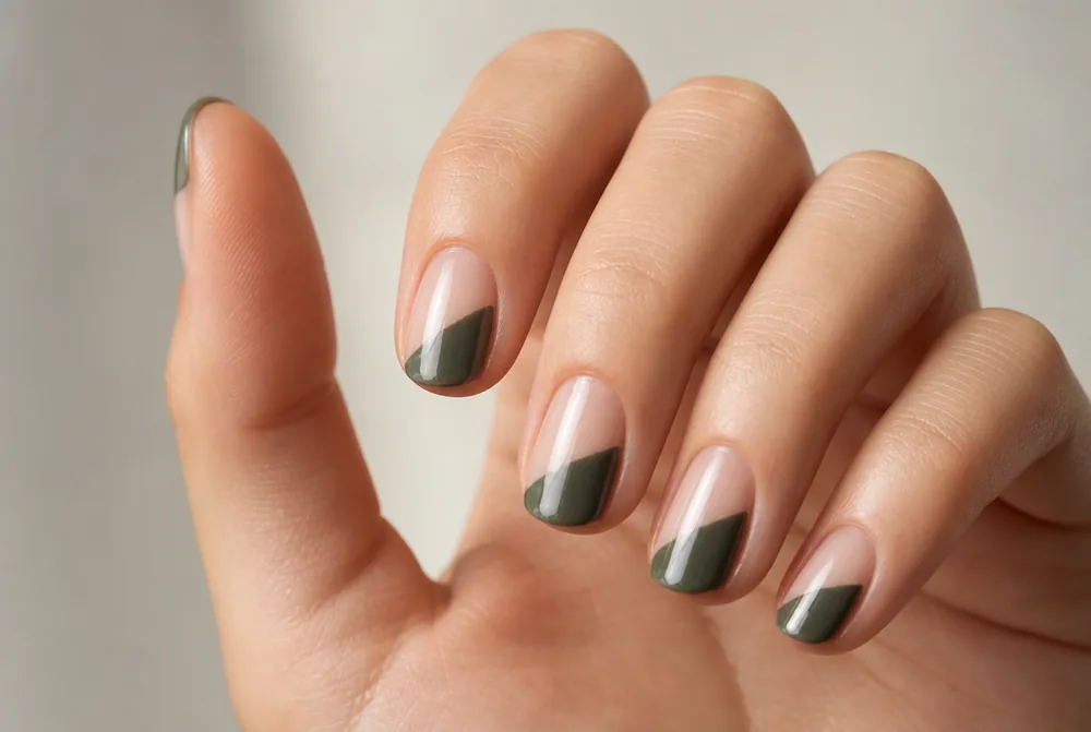 half dipped abstract nails at a diagonal