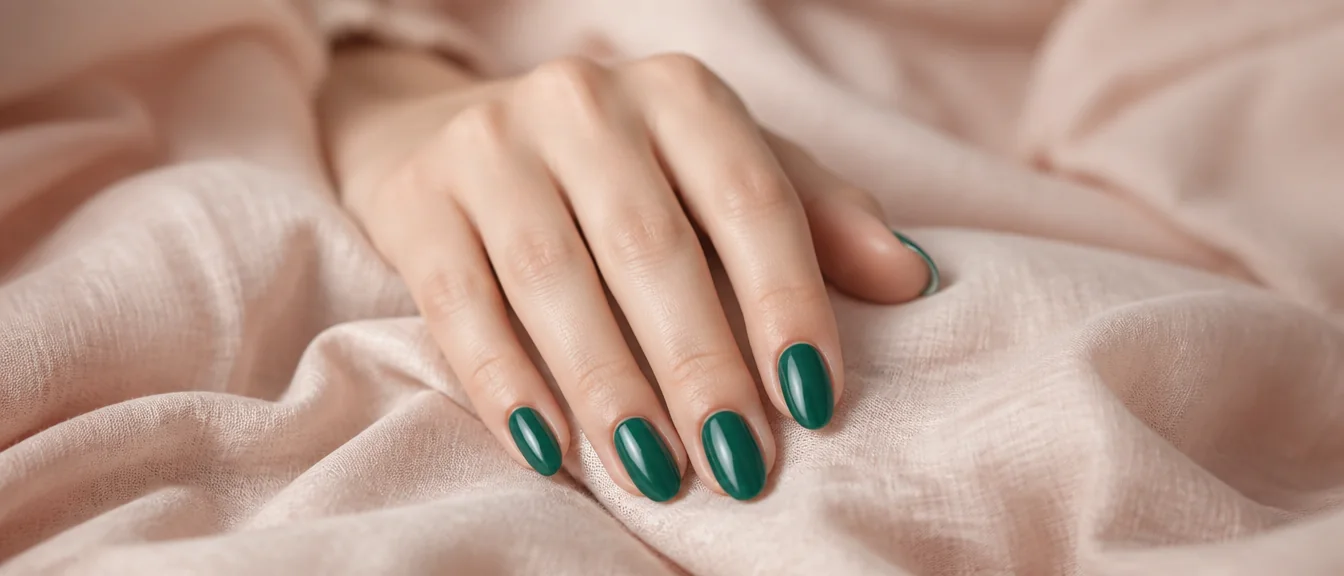 Jewel emerald green nails on medium almond shape - PolishedAndPrettyNails.com Jewel emerald green nails on medium almond shape