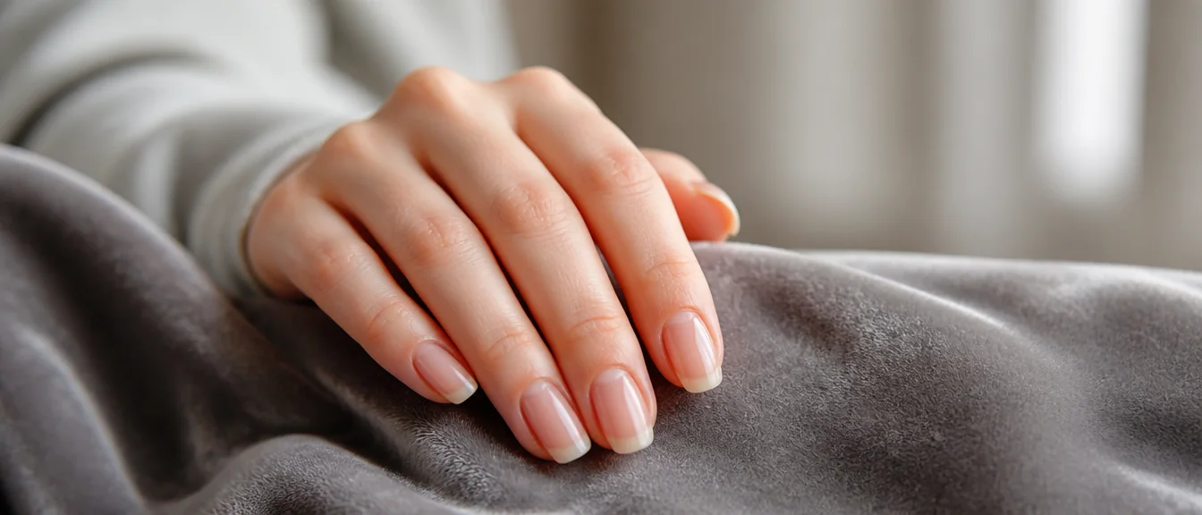 Bare buffed natural nails with clear gloss finish