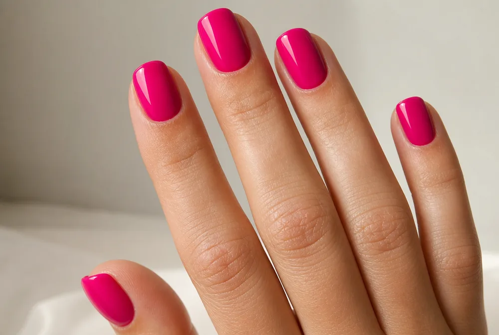 hot pink pedicure on toes