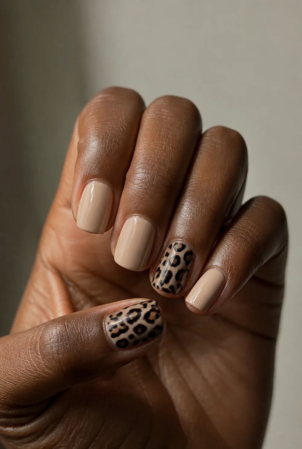 two accent nails only nail art on deep brown skin