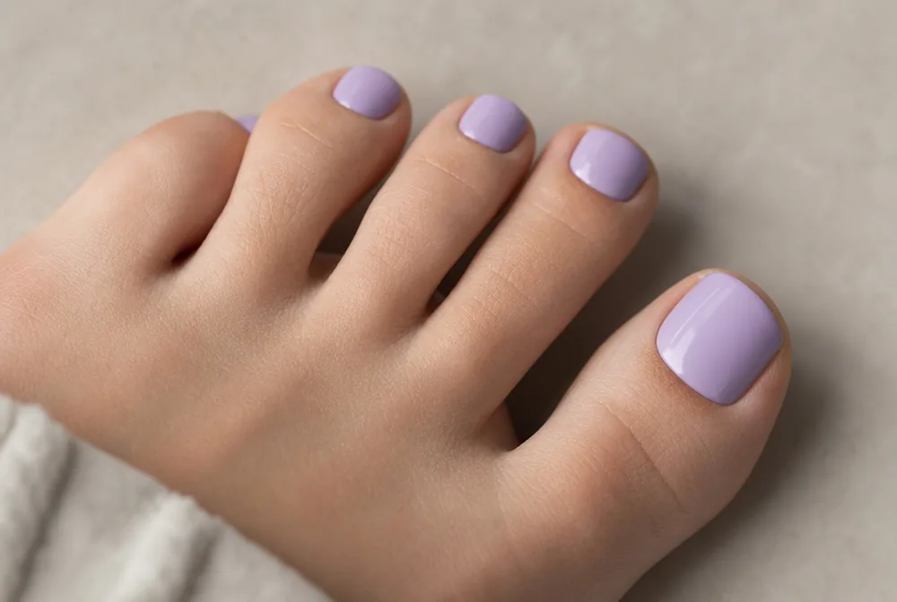 lilac purple pedicure on toes