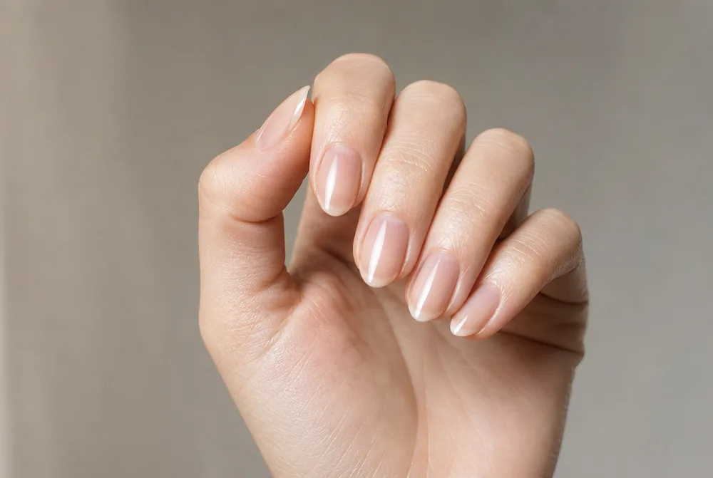 lipstick nail shape with an angled slanted tip
