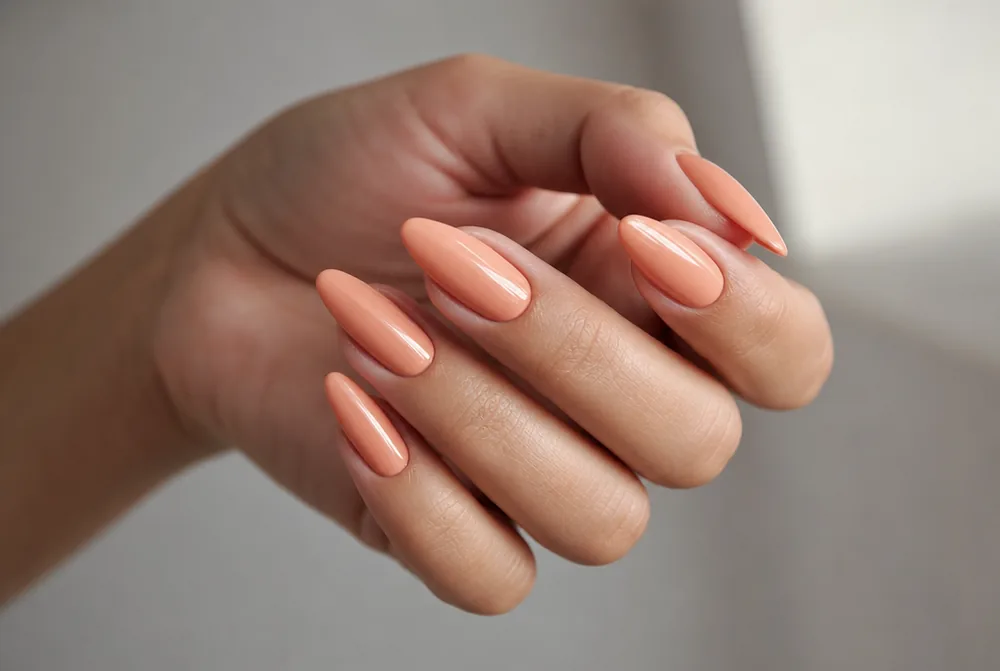long almond peach nails