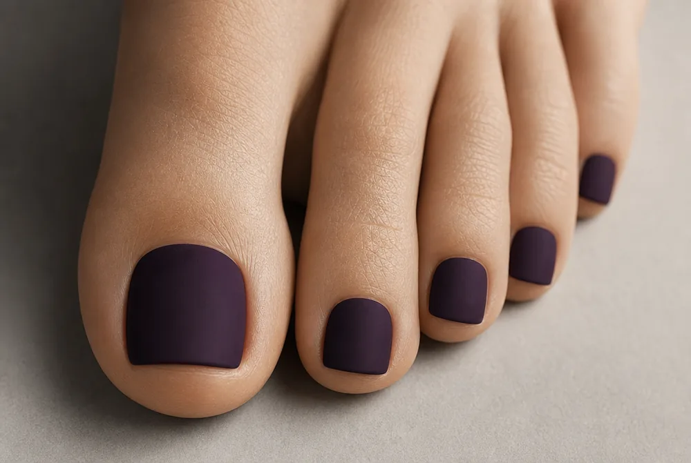 matte pedicure in a deep shade