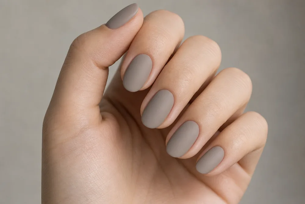 matte taupe oval nails