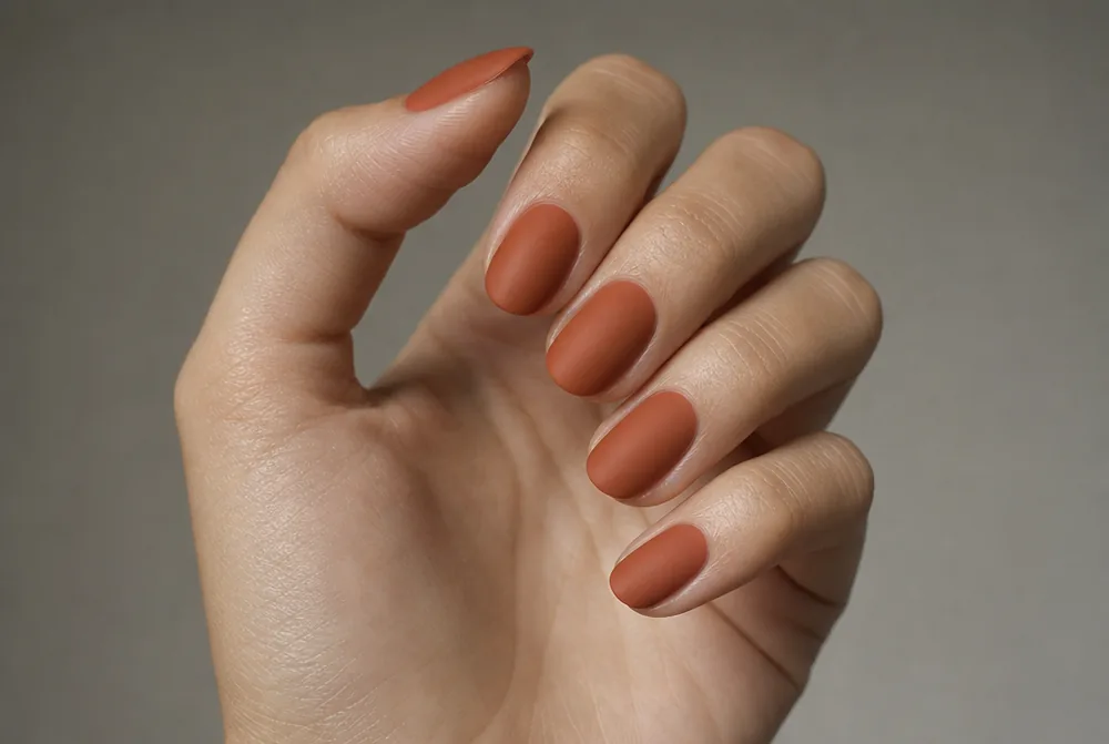 matte terracotta orange nails