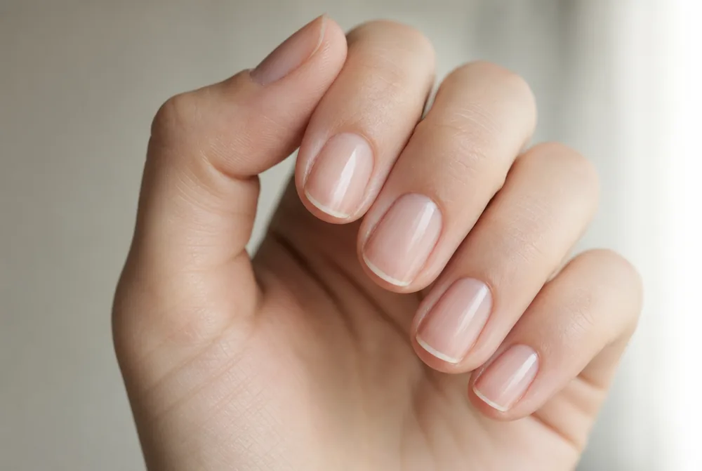 micro French nails with hairline white tip