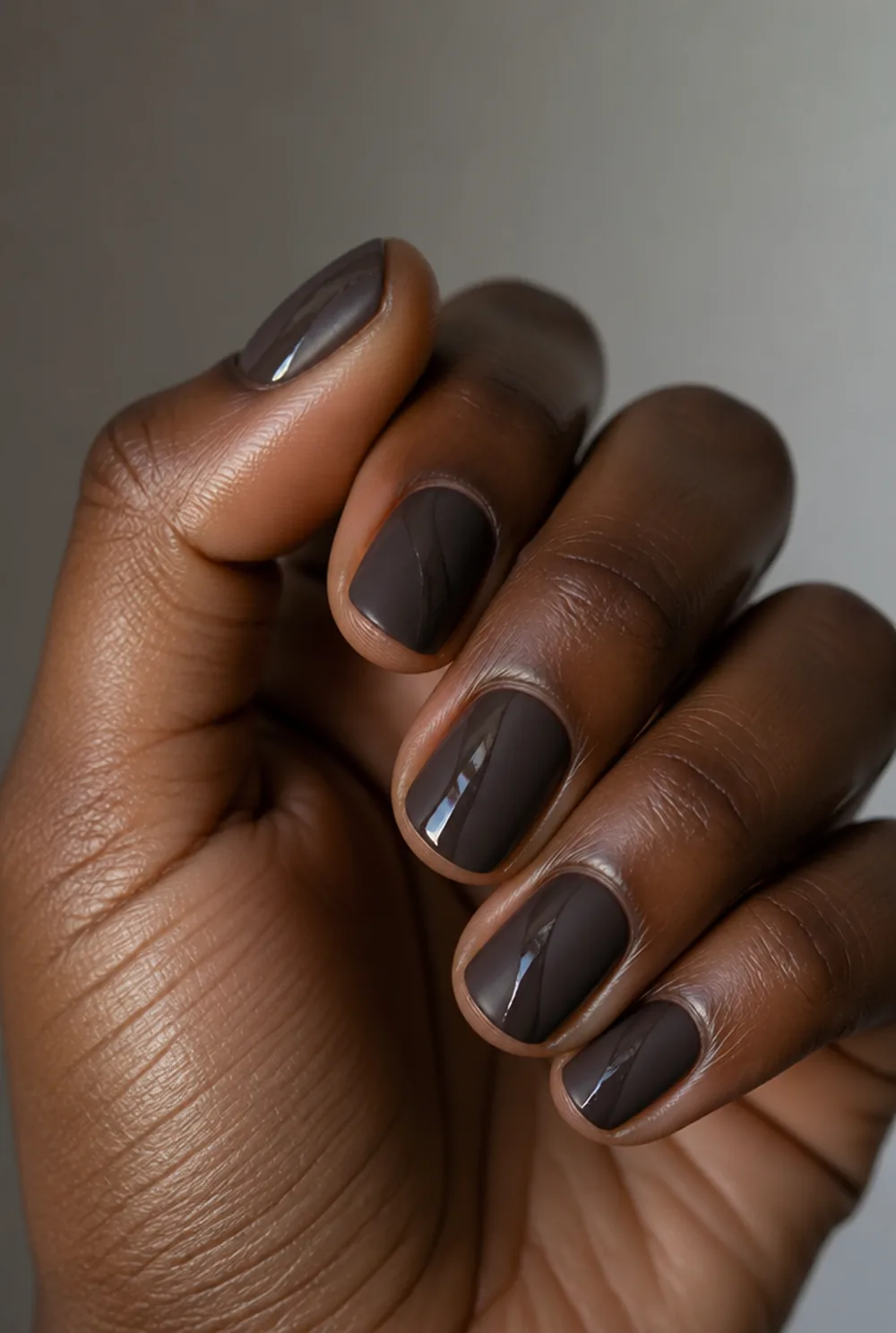 glossy on matte nail art on deep brown skin