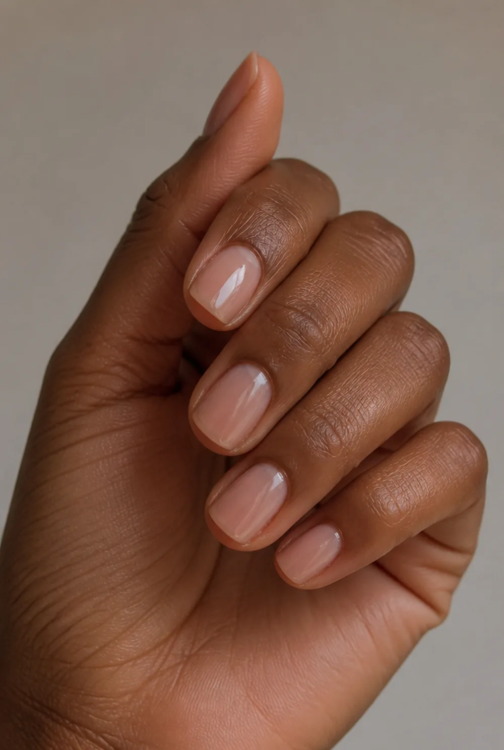 sheer tint nail art on deep brown skin
