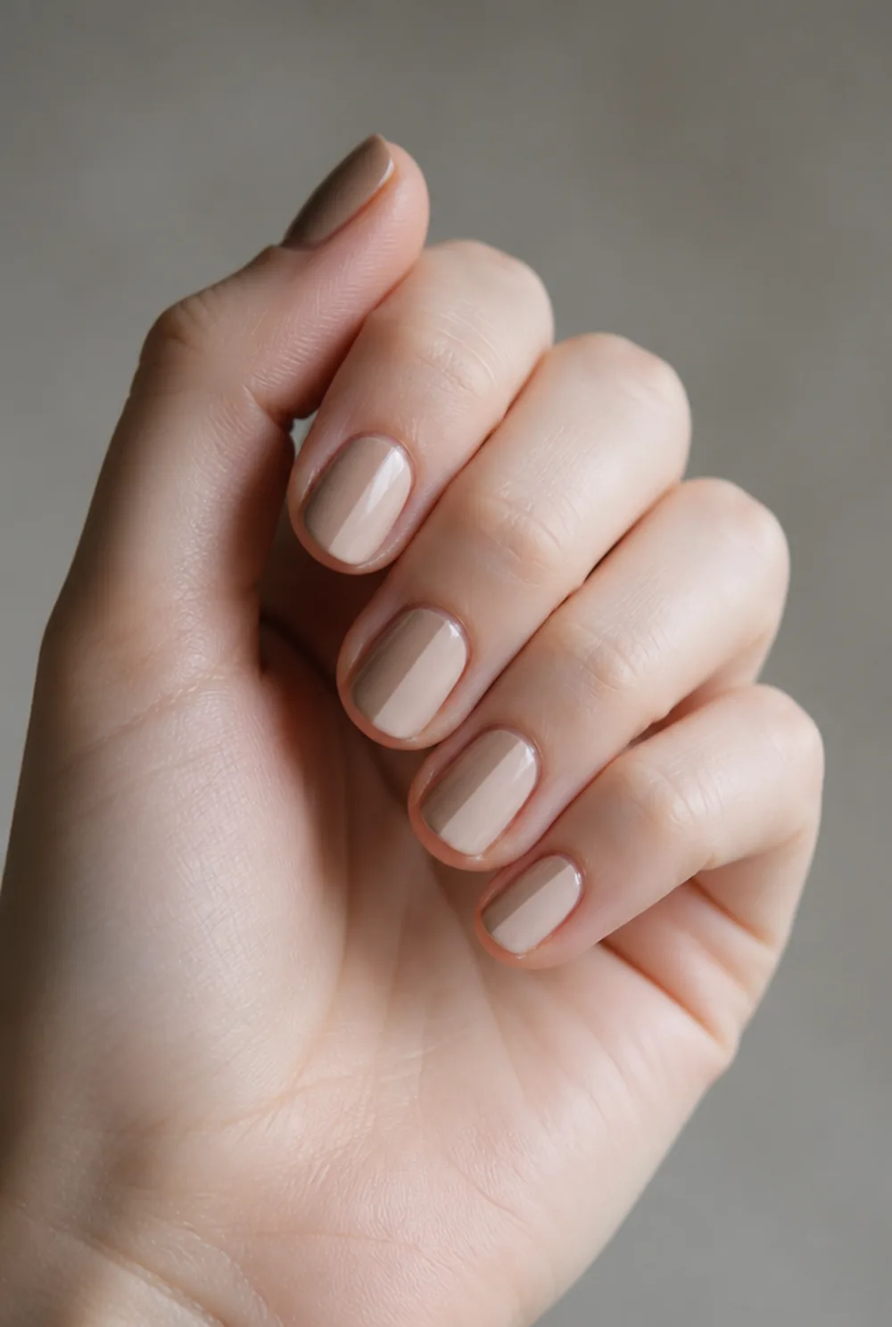 two-tone split nail art on fair skin, short length
