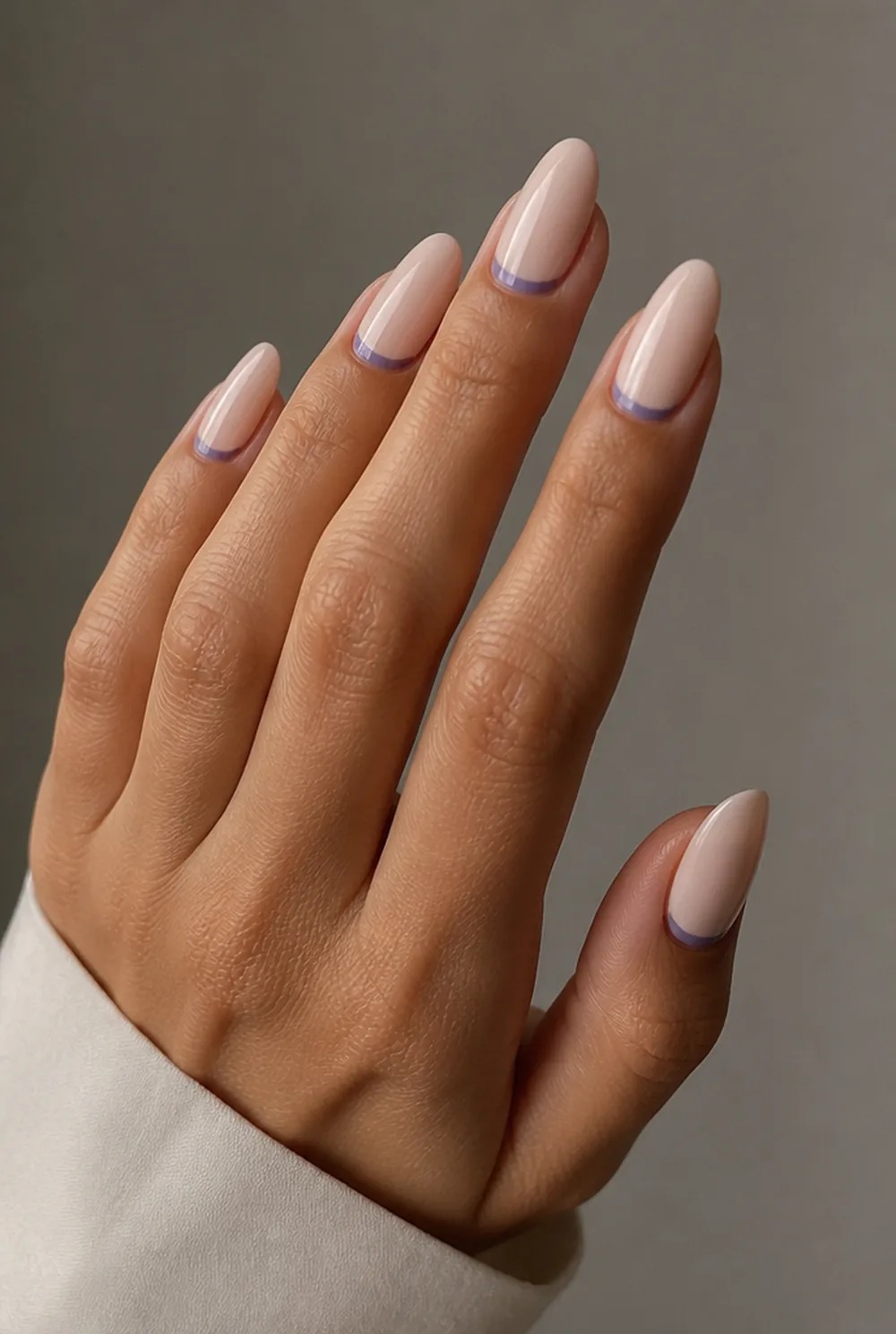 cuticle cuff nail art on olive skin, long length
