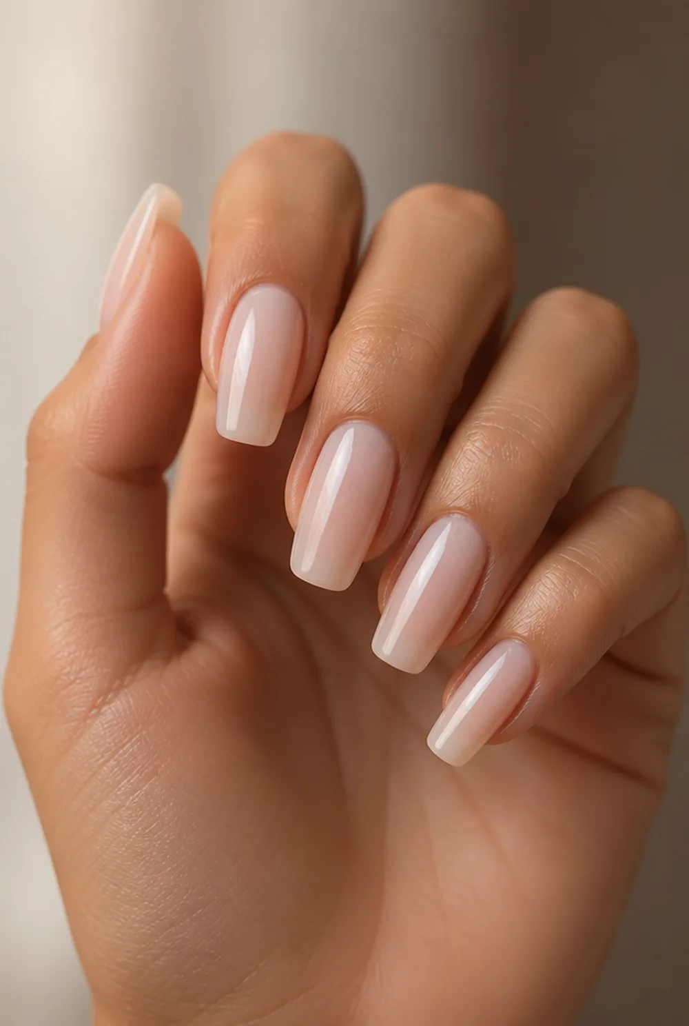 oval nail art on olive skin, long length