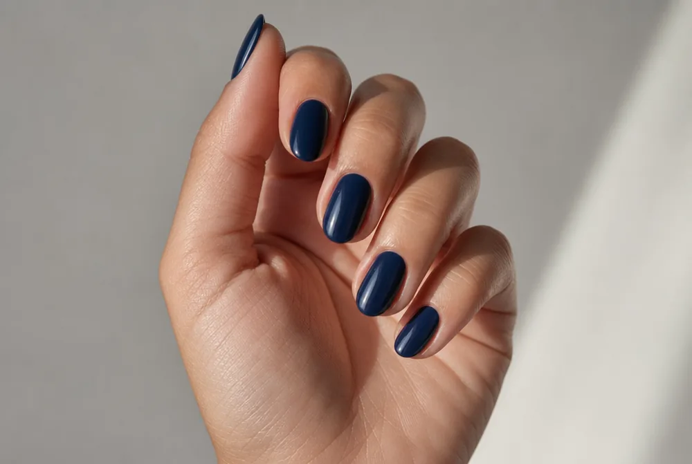 navy oval nails in deep creme finish