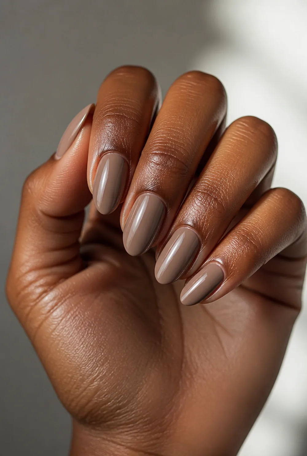 mocha nude nail art on deep brown skin